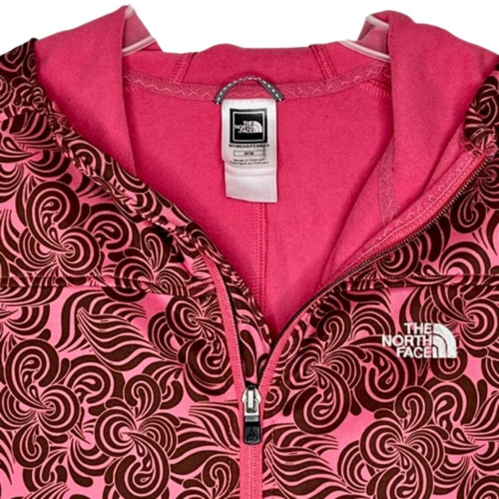 The North Face Swirly Clouds Full Zip Stretch Hooded Jacket - Pink/Brown - M - Picture 6 of 14